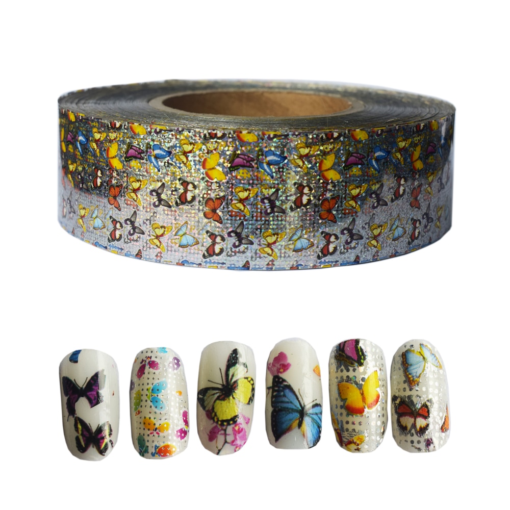 1Roll Holographic Nail Foil Butterfly Flowers Lase..